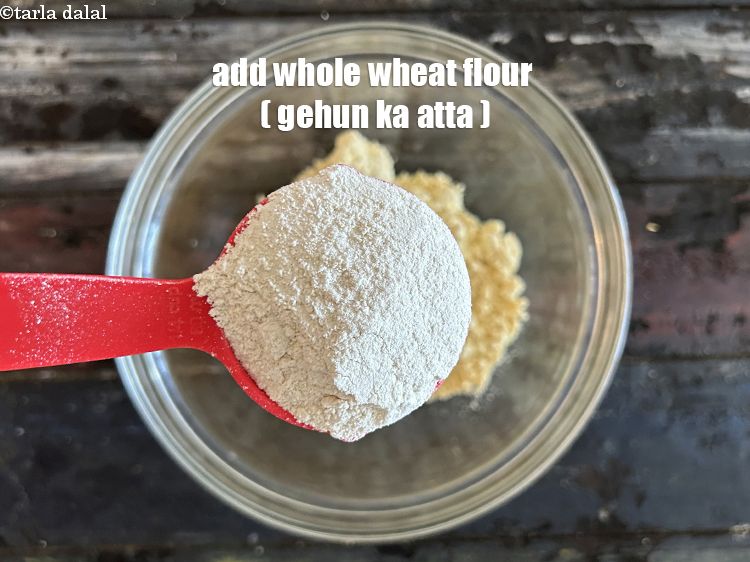 Step 5 – Add&nbsp;<meta charset="UTF-8" />1/4 cup&nbsp;<a href="glossary-whole-wheat-flour-gehun-ka-atta-gehun-ka-aata-429i">whole wheat flour (gehun ka atta)</a>.