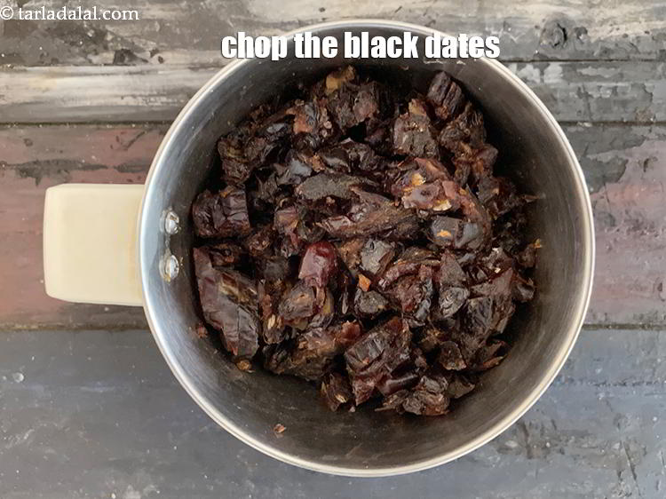 Step 4 – Chop the black dates and put in a mixer.