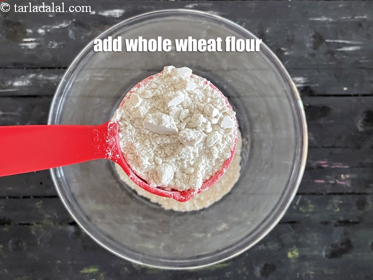 Step 4 – Add&nbsp;<meta charset="UTF-8" />1/4 cup&nbsp;<a href="glossary-whole-wheat-flour-gehun-ka-atta-gehun-ka-aata-429i">whole wheat flour (gehun ka atta)</a>.
