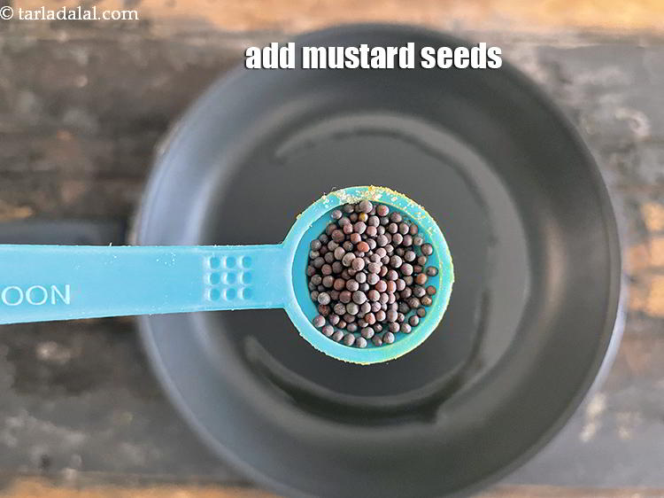 Step 10 – Add&nbsp;<meta charset="UTF-8" />1/2 tsp&nbsp;<a href="glossary-mustard-seeds-sarson-rai-sarson-ke-beej-525i">mustard seeds ( rai / sarson)</a>.