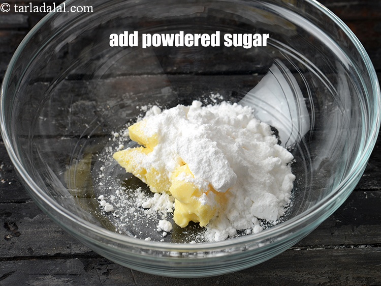 Step 4 – Add &frac14; cup <a href="https://www.tarladalal.com/glossary-powdered-sugar-280i">powdered sugar</a>.