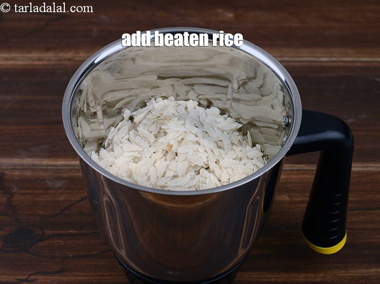 Step 4 – Add 1/2 cup <a href="https://www.tarladalal.com/glossary-beaten-rice-poha-rice-flakes-flaked-rice-536i">beaten rice (poha)</a>.&nbsp;