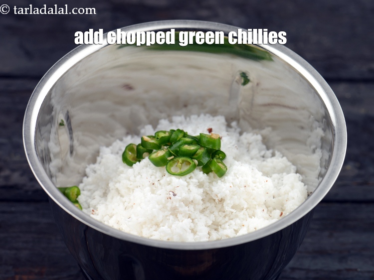 Step 4 – Add 1 tsp&nbsp;<a href="https://www.tarladalal.com/glossary-chopped-green-chilli-820i">chopped green chillies</a>.
