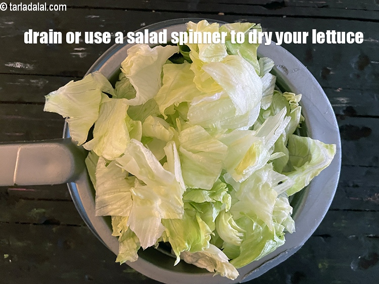 Step 4 – Drain or use a salad spinner to dry out your lettuce leaves.