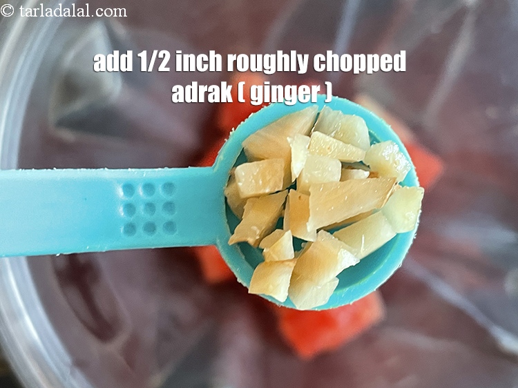 Step 7 – <html><head></head><body><p>Add&nbsp;12 mm&nbsp;( 1/2“) piece&nbsp;<a href="glossary-ginger-adrak-453i">ginger (adrak)</a>&nbsp;, roughly chopped. See in<strong> 2</strong> teasoon how much.</p></body></html>