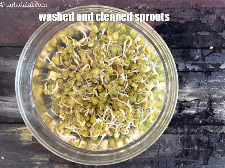 Step 5 – We washed and cleaned the moong sprouts.