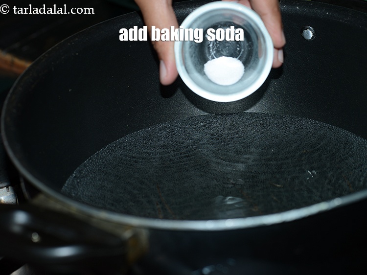 Step 4 – Add 1/4 tsp <a href="https://www.tarladalal.com/glossary-baking-soda-soda-bi-carb-615i">baking soda</a>.