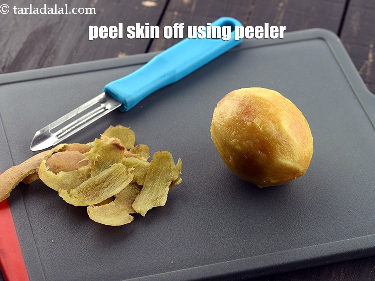 Step 4 – Peel the skin off using a peeler.
