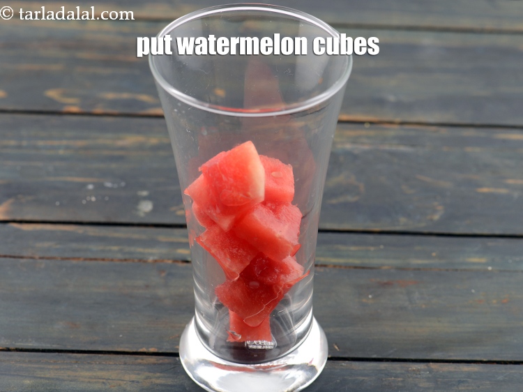 Step 4 – <p>Put ½ cup watermelon cubes.</p>