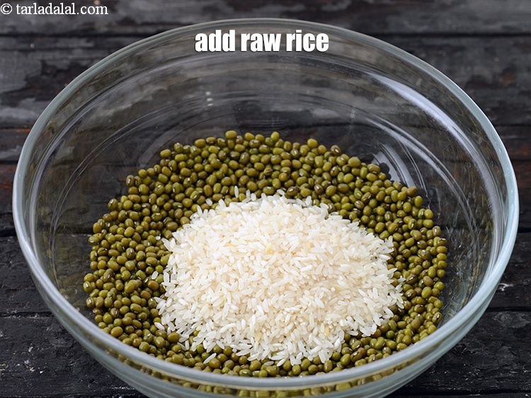 Step 4 – Add &frac14; cup raw <a href="https://www.tarladalal.com/glossary-rice-chawal-533i">rice (chawal)</a>.