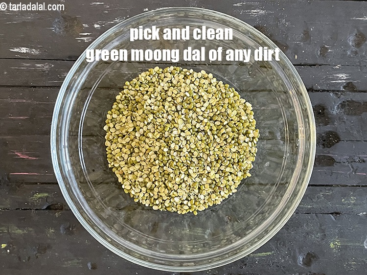 Step 4 – <meta charset="UTF-8" />Pick and clean the green moong dal of any dirt or debris. Here …