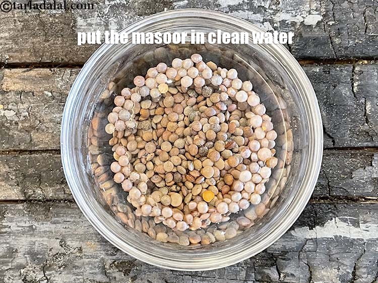 Step 4 – Put the masoor&nbsp;in clean water.