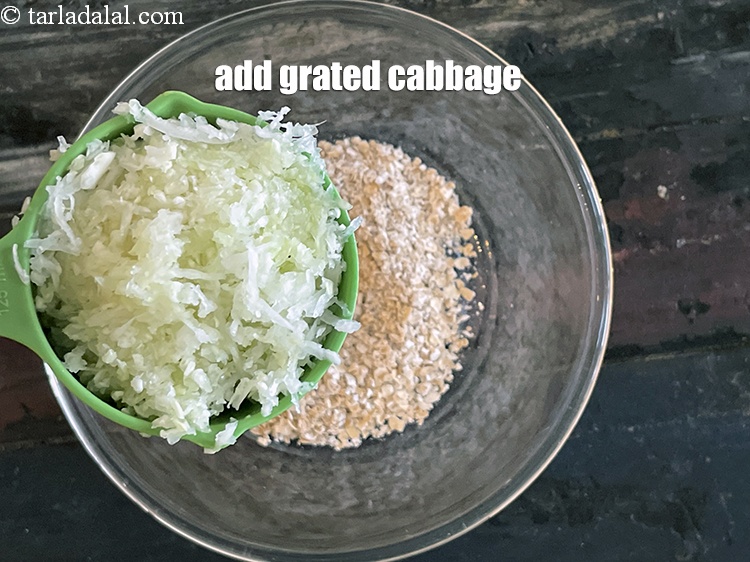 Step 5 – Add&nbsp;<meta charset="UTF-8" />1/2 cup&nbsp;<a href="glossary-grated-cabbage-860i">grated cabbage</a>.