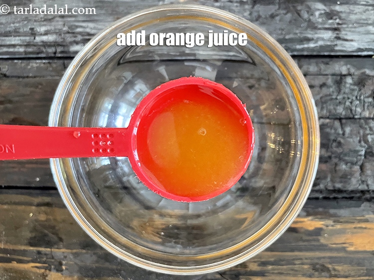 Step 6 – Add&nbsp;<meta charset="UTF-8" /><meta charset="UTF-8" />1/4 cup&nbsp;<a href="glossary-orange-juice-santre-ka-ras-narangi-ka-juice-118i">orange juice</a>.