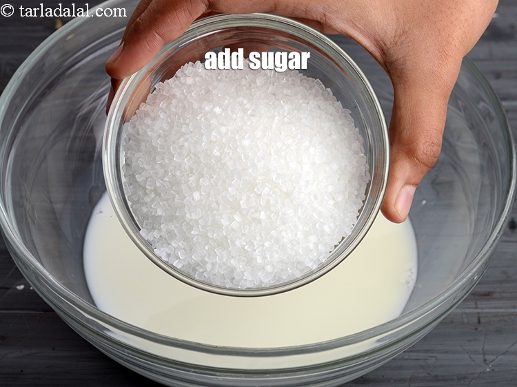 Step 4 – Add &frac12; cup <a href="https://www.tarladalal.com/glossary-sugar-chini-shakkar-278i">sugar</a>.