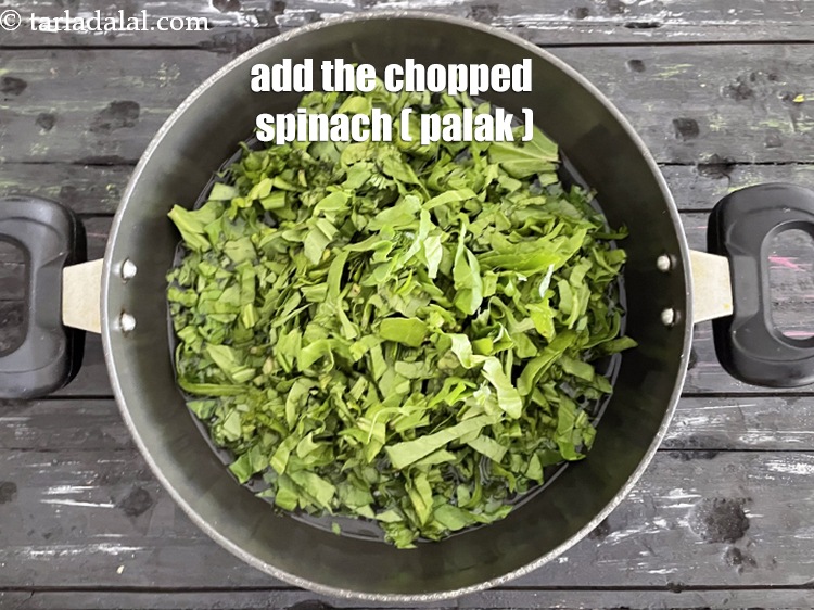 Step 6 – Add the chopped spinach.