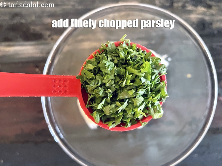 Step 12 – Add&nbsp;<meta charset="UTF-8" />1 tbsp&nbsp;finely&nbsp;<a href="glossary-chopped-parsley-793i">chopped parsley</a>.