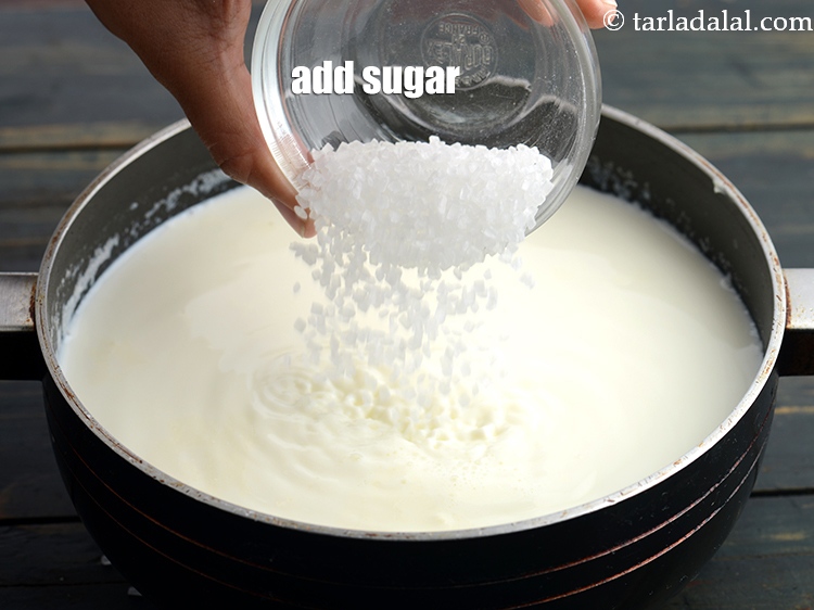 Step 4 – Add 1/2 cup&nbsp;<a href="https://www.tarladalal.com/glossary-sugar-chini-shakkar-278i">sugar</a>.&nbsp;