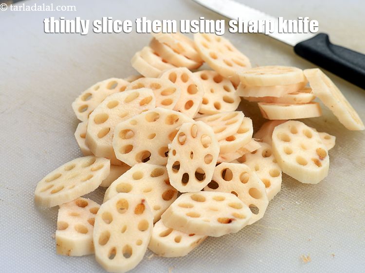 Step 4 – Thinly slice them using a sharp knife.