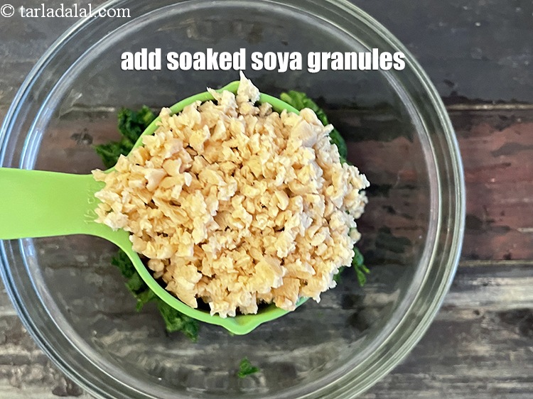 Step 20 – Add 1/2 cup soaked soya granules. 1/4 cup raw soya granules will give you 1/2 …