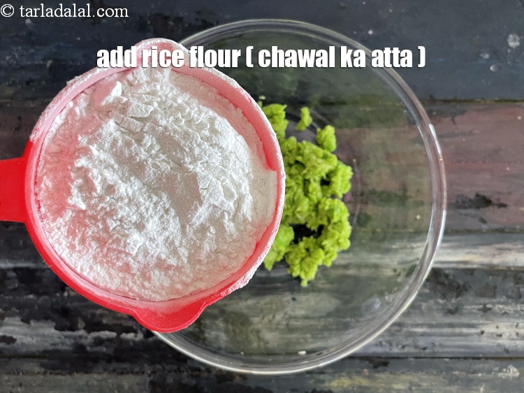Step 16 – Add&nbsp;<meta charset="UTF-8" />1 cup&nbsp;<a href="glossary-rice-flour-chawal-ka-atta-534i">rice flour (chawal ka atta)</a>.