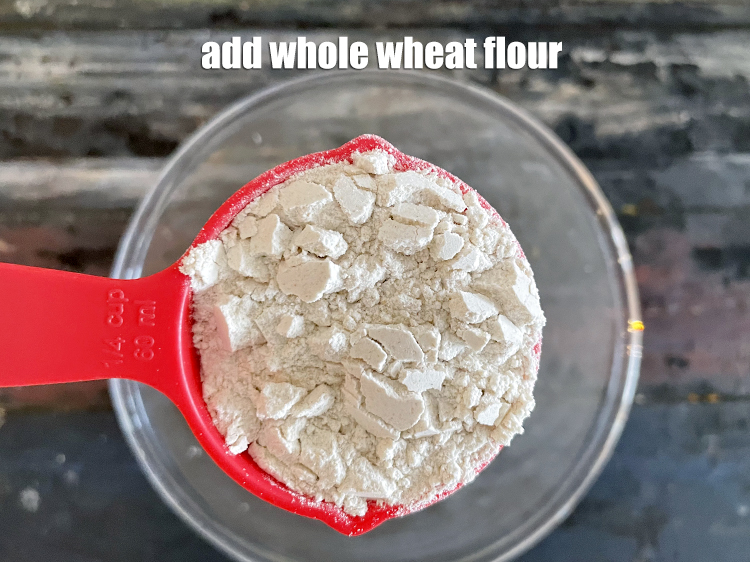 Step 8 – Add&nbsp;<meta charset="UTF-8" />1/4 cup&nbsp;<a href="glossary-whole-wheat-flour-gehun-ka-atta-gehun-ka-aata-429i">whole wheat flour (gehun ka atta)</a>.