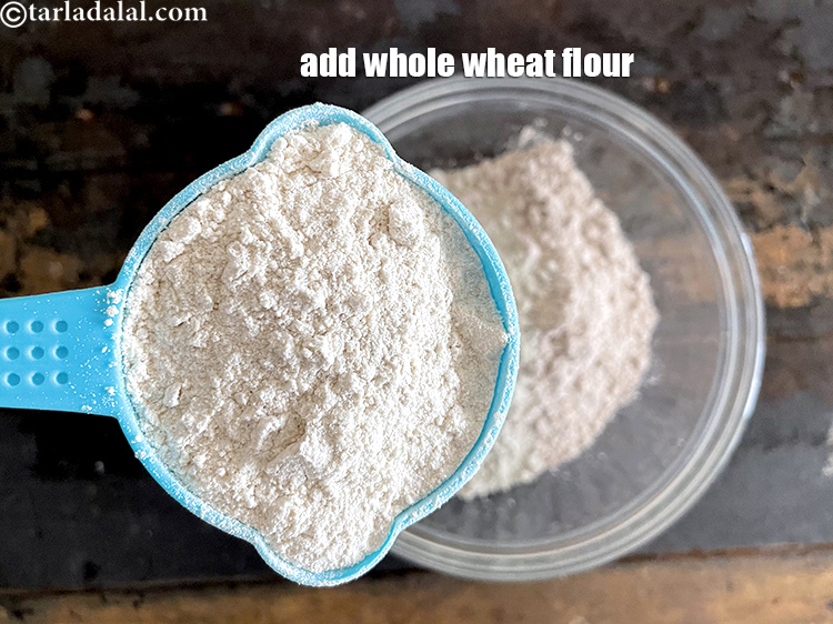 Step 15 – Add&nbsp;<meta charset="UTF-8" />1/2 cup&nbsp;<a href="glossary-whole-wheat-flour-gehun-ka-atta-gehun-ka-aata-429i">whole wheat flour (gehun ka atta)</a>.