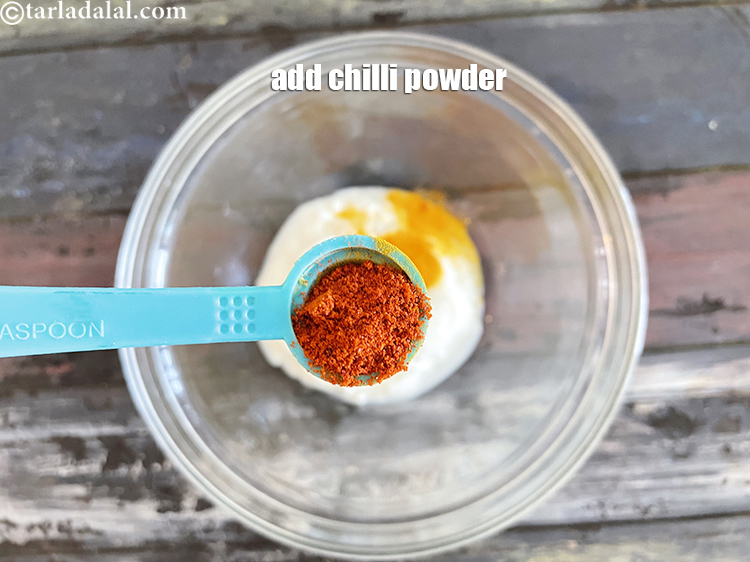 Step 8 – Add&nbsp;<meta charset="UTF-8" />1/2 tsp&nbsp;<a href="glossary-chilli-powder-red-chilli-powder-339i">chilli powder</a>.