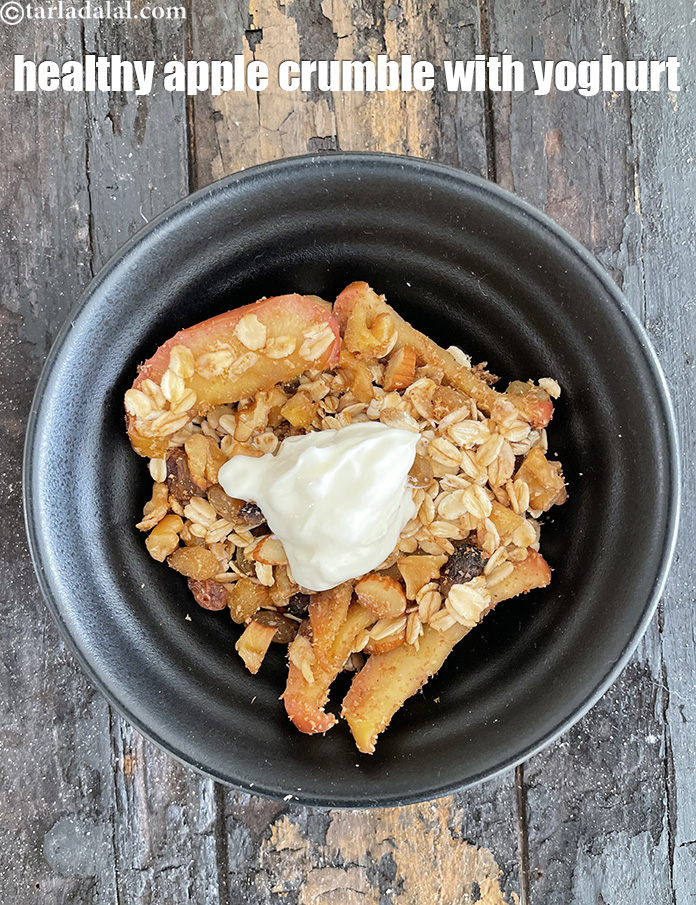 Step 40 – Serve <strong>healthy apple crumble with Greek yoghurt</strong> or curd &nbsp;immediately.