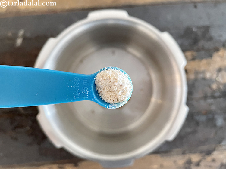 Step 20 – Add&nbsp;<meta charset="UTF-8" />1/4 tsp&nbsp;<a href="glossary-asafoetida-hing-113i">asafoetida (hing)</a>.