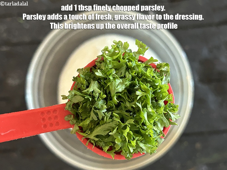 Step 6 – Add&nbsp;<meta charset="UTF-8" />1 tbsp&nbsp;finely&nbsp;<a href="glossary-chopped-parsley-793i">chopped parsley</a>.&nbsp;Parsley adds a touch of fresh, grassy flavor to the …