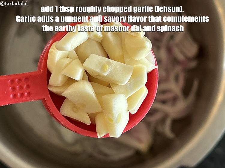 Step 5 – Add&nbsp;<meta charset="UTF-8" />1 tbsp&nbsp;roughly&nbsp;<a href="glossary-chopped-garlic-790i">chopped garlic (lehsun)</a>.&nbsp;Garlic adds a pungent and savory flavor that complements …