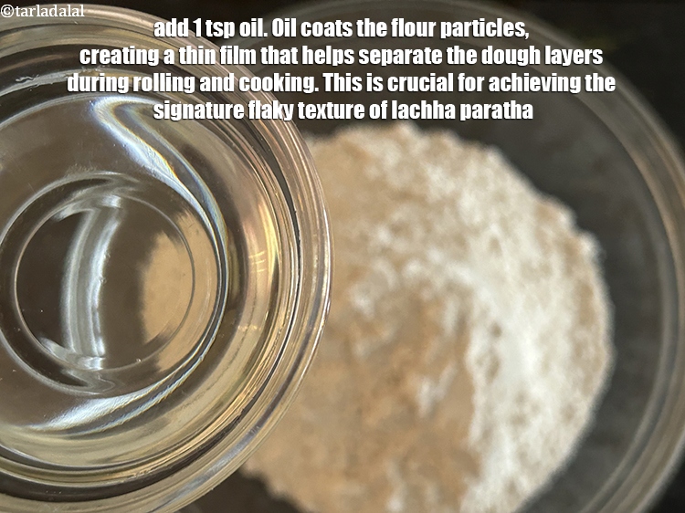Step 5 – Add 1 tsp&nbsp;<a href="https://www.tarladalal.com/glossary-oil-671i">oil</a>.