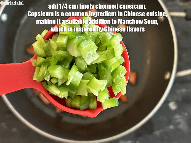 Step 27 – Add&nbsp;1/4 cup&nbsp;finely&nbsp;<a href="glossary-chopped-capsicum-164i">chopped capsicum</a>.&nbsp;Capsicum is a common ingredient in Chinese cuisine,&nbsp;making it a suitable addition …