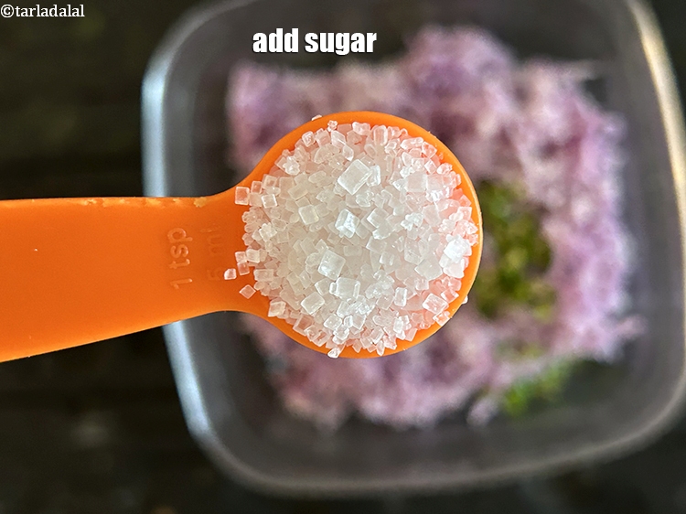 Step 11 – Add <strong>1&nbsp;tsp</strong>&nbsp;<a href="glossary-sugar-chini-shakkar-278i">sugar</a>.&nbsp;&nbsp;If a recipe includes a small amount of sugar, it might be there …