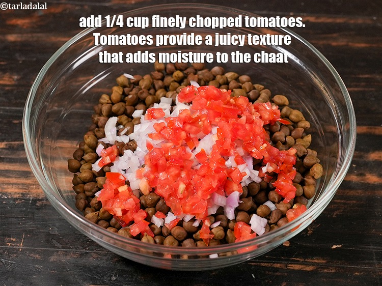 Step 15 – Add&nbsp;<!--%3Cmeta%20charset%3D%22UTF-8%22%20%2F%3E-->1/4 cup&nbsp;finely&nbsp;<a href="glossary-chopped-tomatoes-779i">chopped tomatoes</a>.&nbsp;Tomatoes provide a juicy texture that adds moisture to the chaat.&nbsp;<a href="https://www.tarladalal.com/recipes-using-tomatoes-639">Tomatoes</a>&nbsp;are …