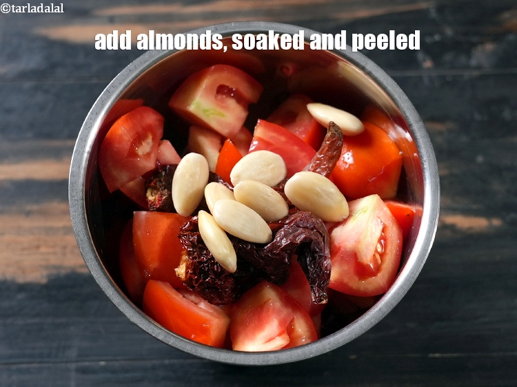 Step 5 – Add 1 tbsp almonds, soaked and peeled.