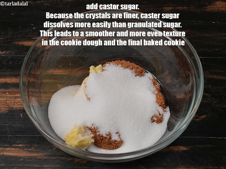 Step 5 – Add &frac12; cup <a href="https://www.tarladalal.com/glossary-castor-sugar-279i">castor sugar</a>. Because the crystals are finer, caster sugar dissolves more …
