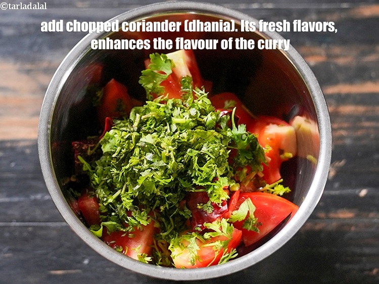Step 5 – Add 2 tbsp <a href="https://www.tarladalal.com/glossary-chopped-coriander-783i">chopped coriander (dhania)</a>. Its fresh flavors, enhances the flavour of the …