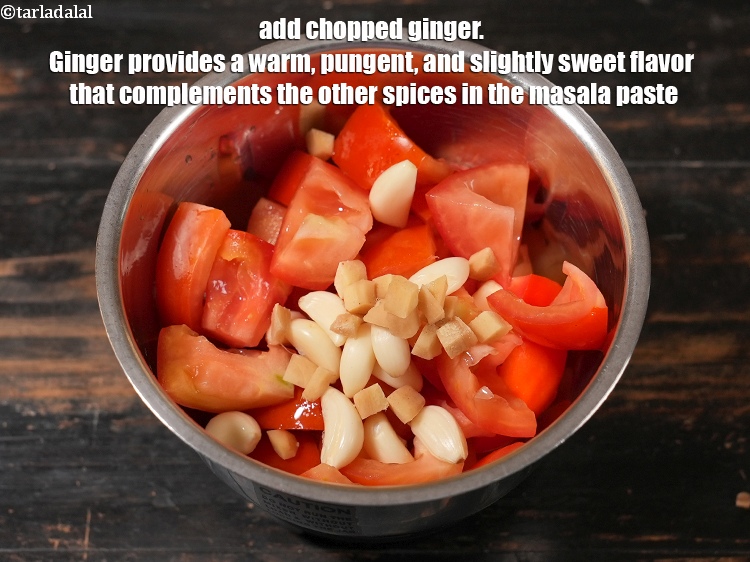 Step 5 – Add 1 tsp <a href="https://www.tarladalal.com/glossary-chopped-ginger-786i">chopped ginger (adrak)</a>. Ginger provides a warm, pungent, and slightly sweet …