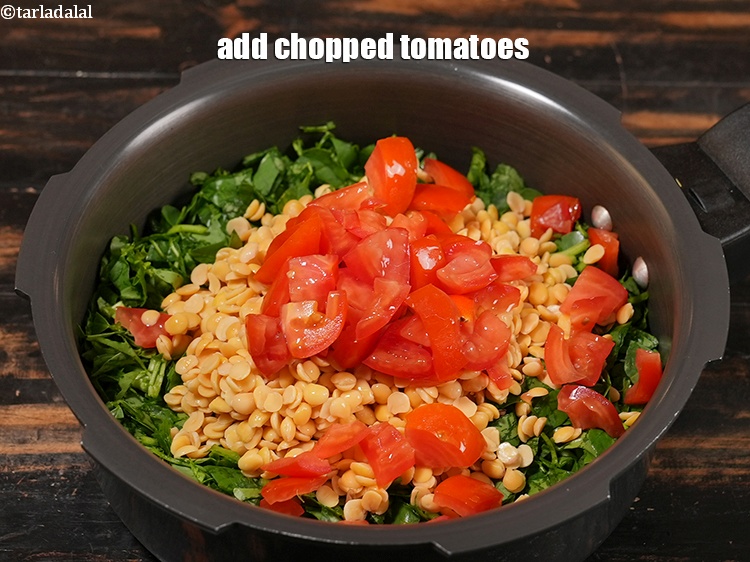 Step 5 – Add &frac12; cup chopped tomatoes.&nbsp;