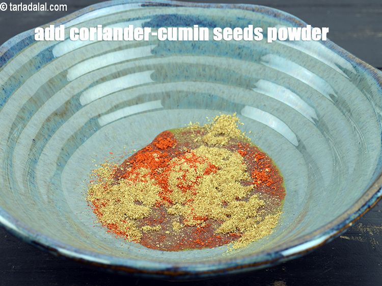 Step 5 – Add 1 tsp <a href="https://www.tarladalal.com/glossary-coriander-cumin-seeds-powder-dhania-jeera-powder-375i">coriander-cumin seeds (dhania-jeera) powder</a>.&nbsp;