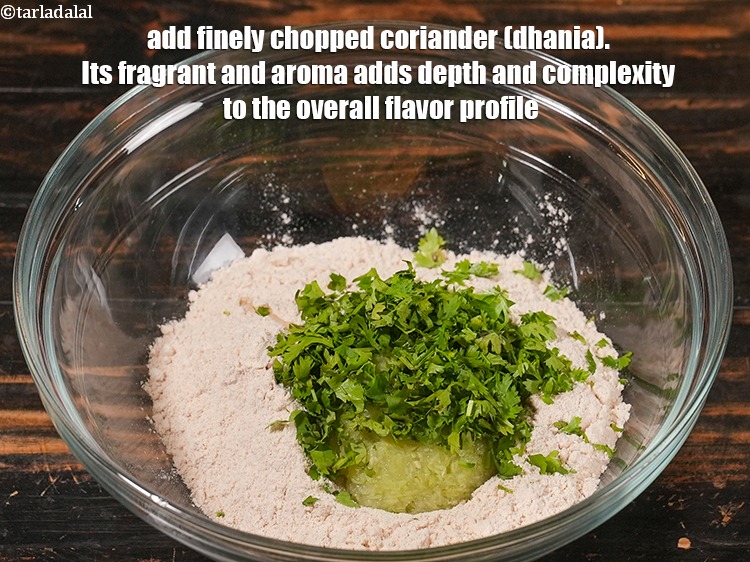 Step 5 – Add &frac14; cup finely <a href="https://www.tarladalal.com/glossary-chopped-coriander-783i">chopped coriander (dhania)</a>. Its fragrant and aroma adds depth and …