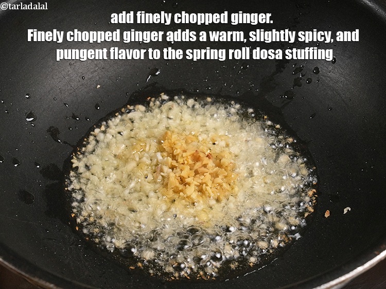 Step 5 – Add 1 tsp finely&nbsp;<a href="https://www.tarladalal.com/glossary-chopped-ginger-786i">chopped ginger (adrak)</a>. Finely chopped ginger adds a warm, slightly spicy, …