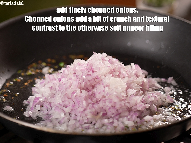 Step 5 – Add &frac34; cup finely <a href="https://www.tarladalal.com/glossary-chopped-onions-722i">chopped onions</a>. Chopped onions add a bit of crunch and …