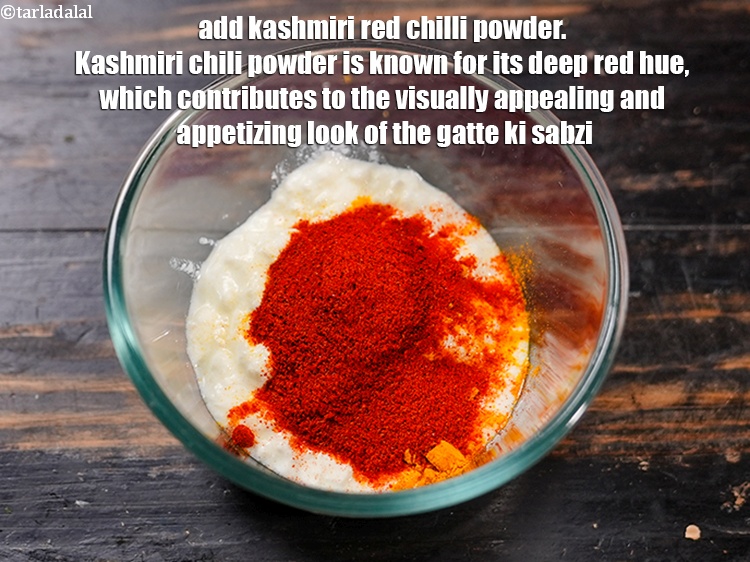 Step 5 – Add &frac12; tbsp <a href="https://www.tarladalal.com/glossary-kashmiri-red-chilli-powder-kashmiri-mirch-powder-2684i">kashmiri red chilli powder</a>. Kashmiri chili powder is known for its …