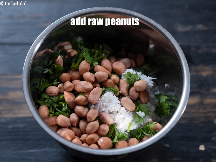 Step 5 – Add 2 tbsp <a href="https://www.tarladalal.com/glossary-raw-peanuts-kachi-mungfali-kachi-moongfali-847i">raw peanuts</a>.