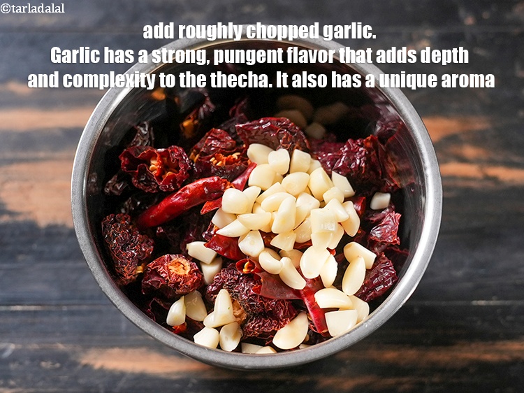 Step 5 – Add 3 tbsp roughly <a href="https://www.tarladalal.com/glossary-chopped-garlic-790i">chopped garlic (lehsun)</a>. Garlic has a strong, pungent flavor that …