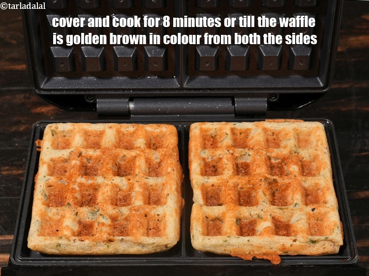 Step 33 – Cover and cook for 8 minutes or till the waffle is golden brown in colour …
