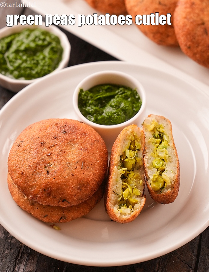 Step 33 – Serve&nbsp;<strong>rava green peas tikki recipe | green peas potatoes cutlet&nbsp;| Vegetarian Green Peas Fritters |</strong> …